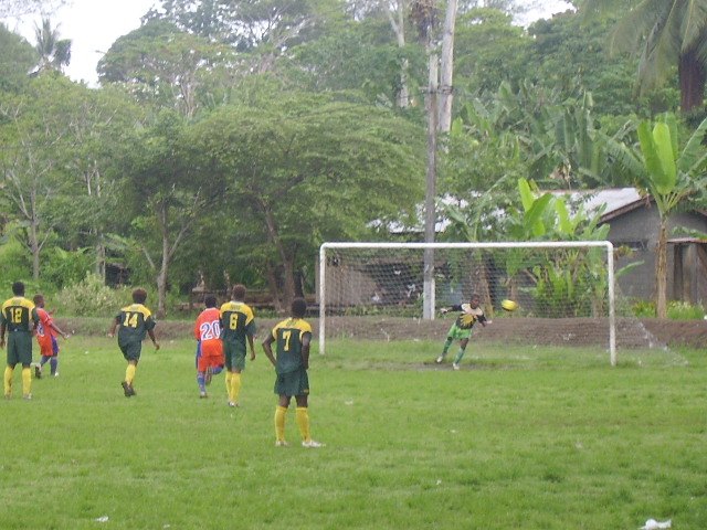 Santos Mark scores one of the 4 goals from the penalty spot