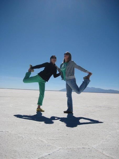 Lia and Lorna pose in the Salt Desert