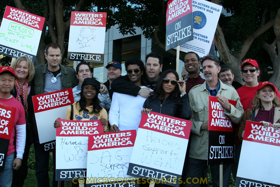 The Cast of Heroes on the Picket Line