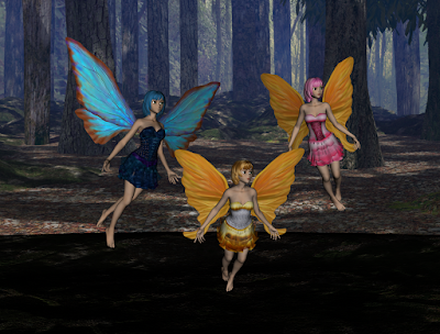 Three beautiful fairies in the forest