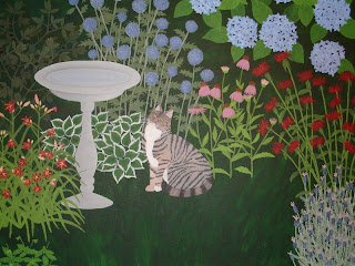 Garden painting with cat