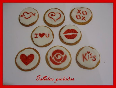 Biscuits, macarons, muffins et cupcakes de Saint Valentin Galletas+pintadas