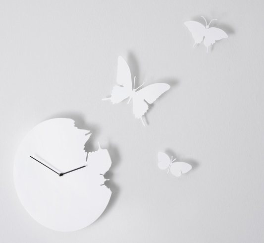 [white+butterfly+clock]