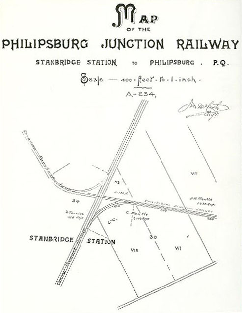 Carte du Philipsburg Junction Railway à Stanbridge Station