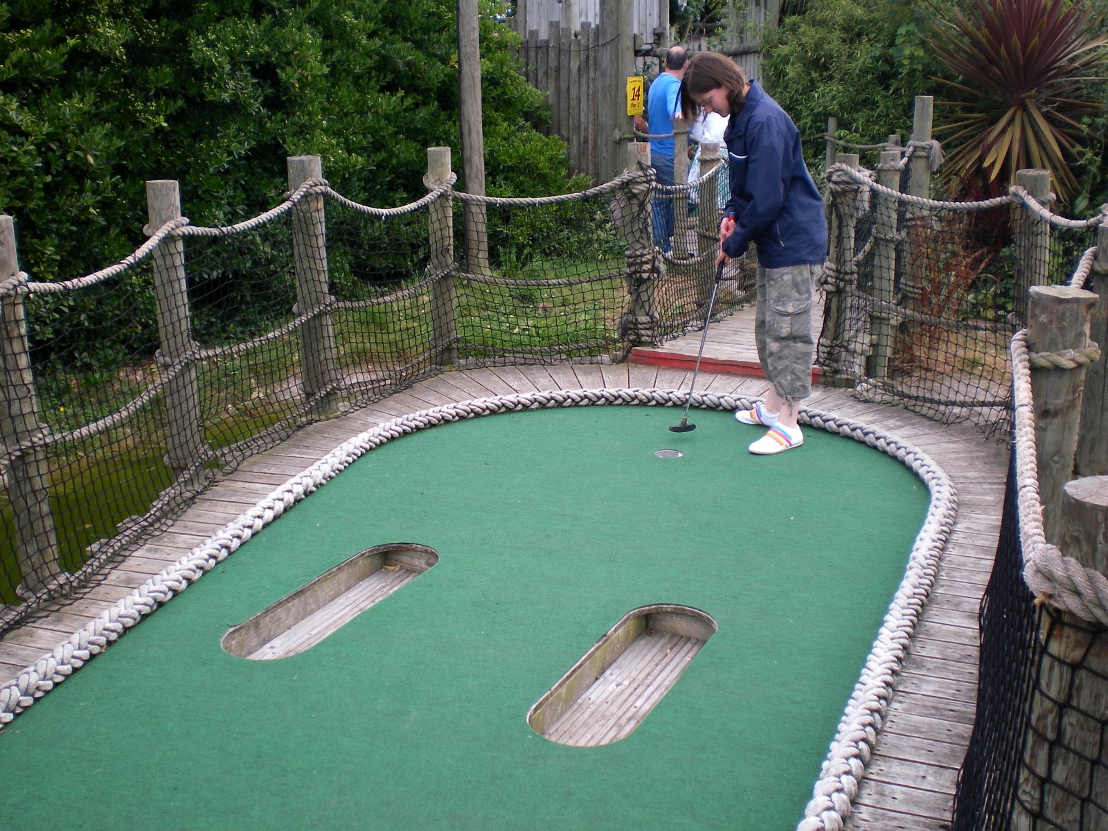 Emily Gottfried playing the Treasure Island Adventure Mini Golf course in Eastbourne