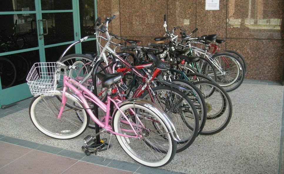 Image of crowded bicycle rack