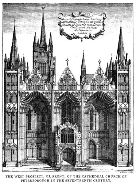 [443px-Peterborough_Cathedral_-_West_prospect_C17_-_Project_Gutenberg_eText_13618.jpg]