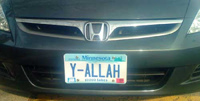 Car with license plate that reads Y-ALLAH
