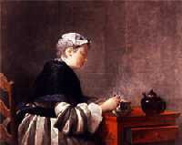 Jean-Simeon Chardin - A Lady Taking Tea (1735)