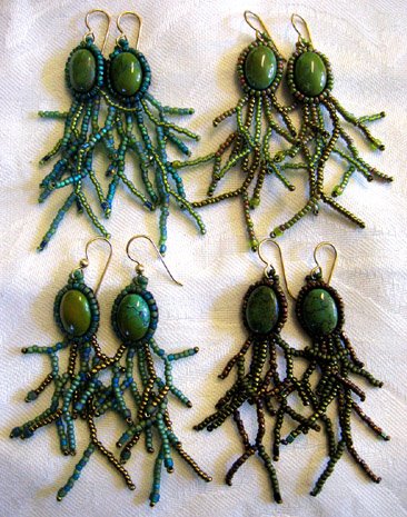 Beaded earrings with Chinese turquoise