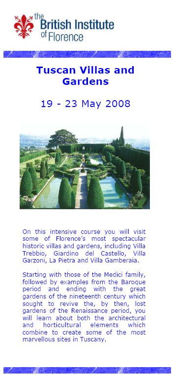 Brochure for Tuscan Gardens and Villa Course
