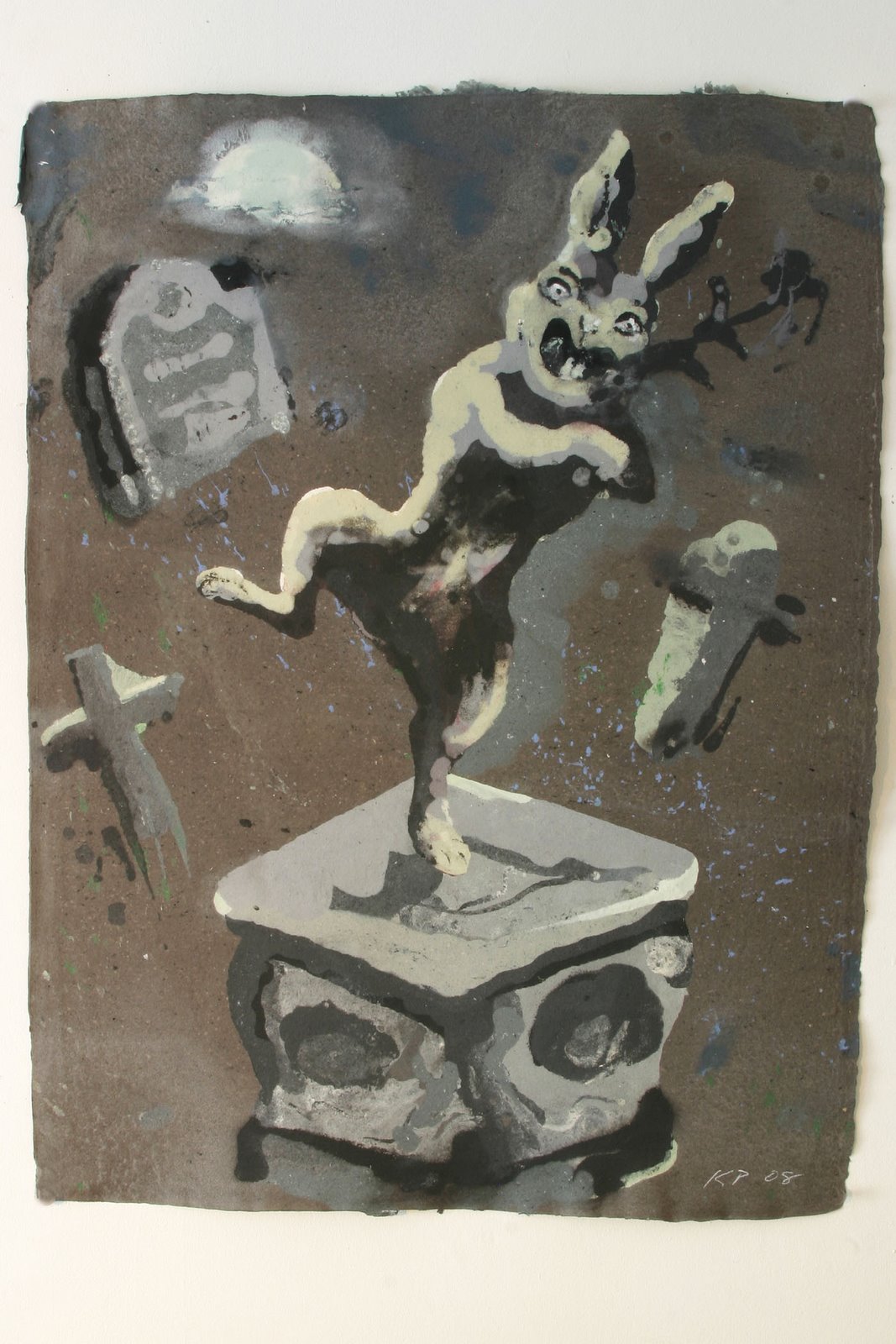 Eating Sorrel In The Graveyard (B) 2008  40x30 Paper Pulp Painting