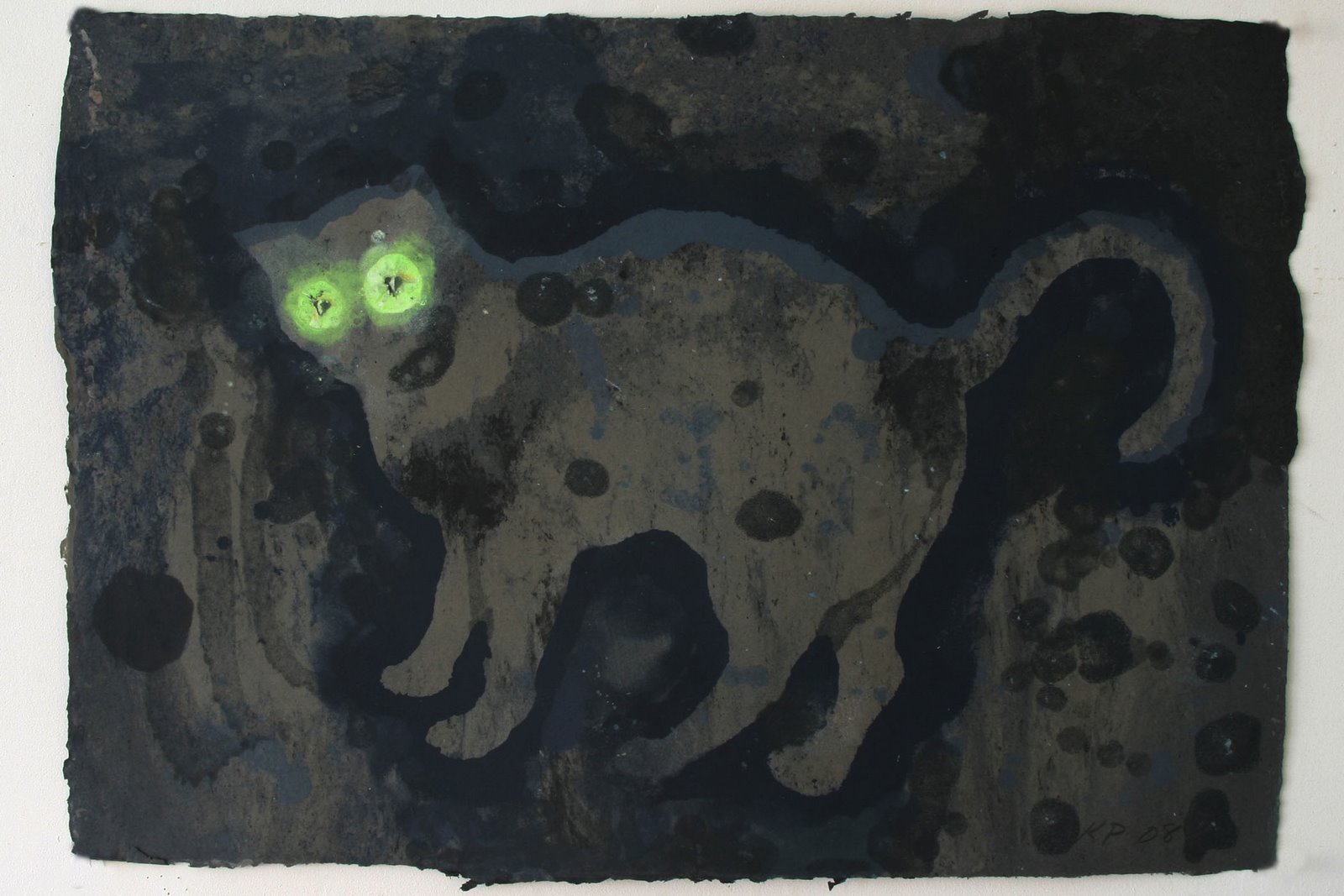 Griffin's Cat (Spots) 2008 25x36 Paper Pulp Painting