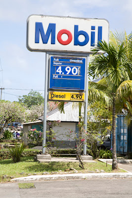 Mobil gas station sign showing $4.90 a gallon
