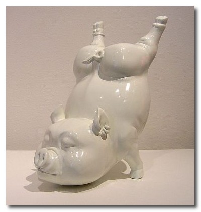 ceramic pig at the robischon gallery denver