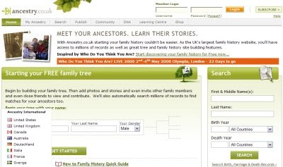  Ancestry.co.uk Home Page