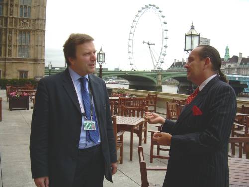 Andrew Pelling MP and Ken Frost on the Terrace of The Palace of Westminster