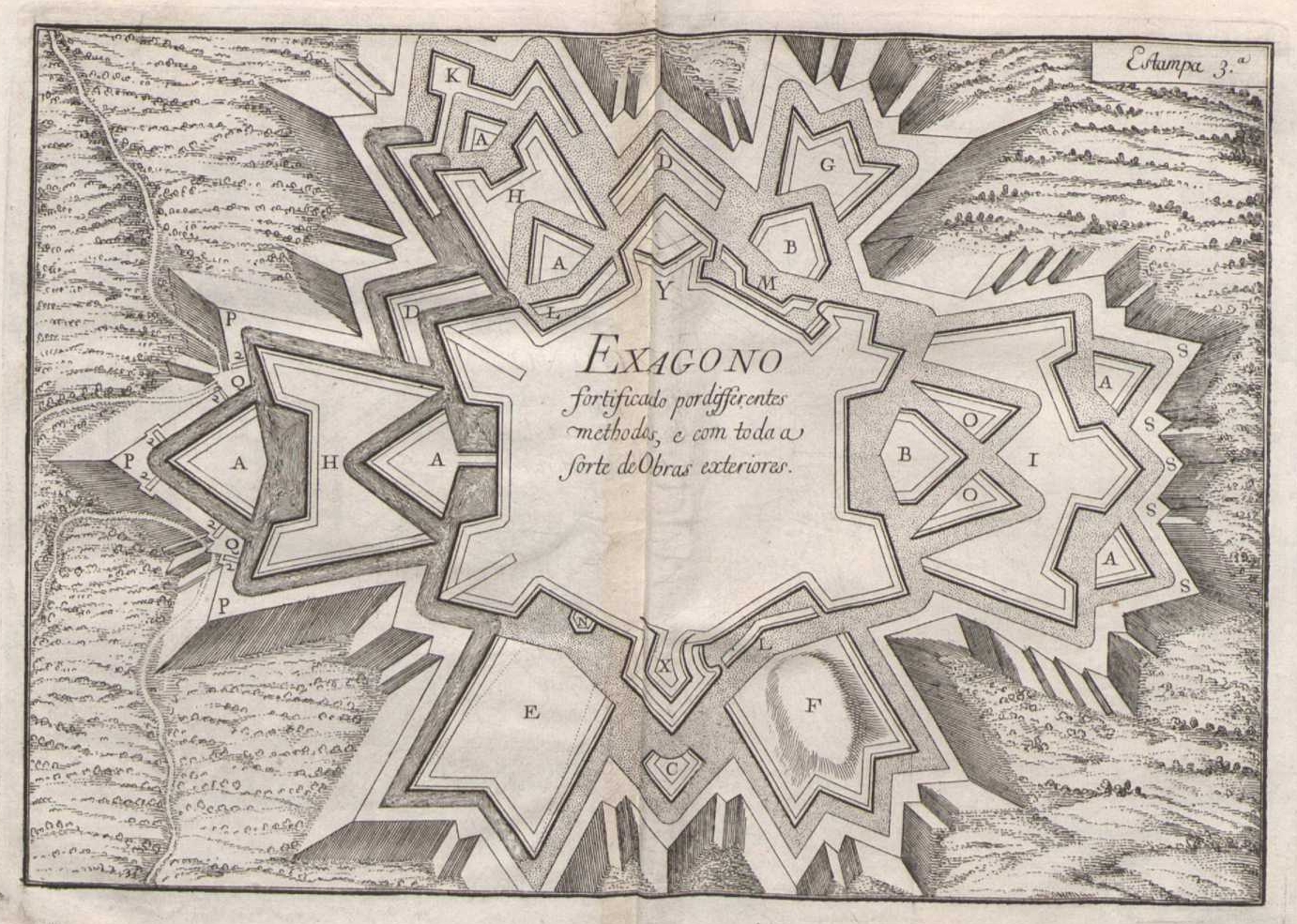 Exagono map of fortification engineering strategies 1729