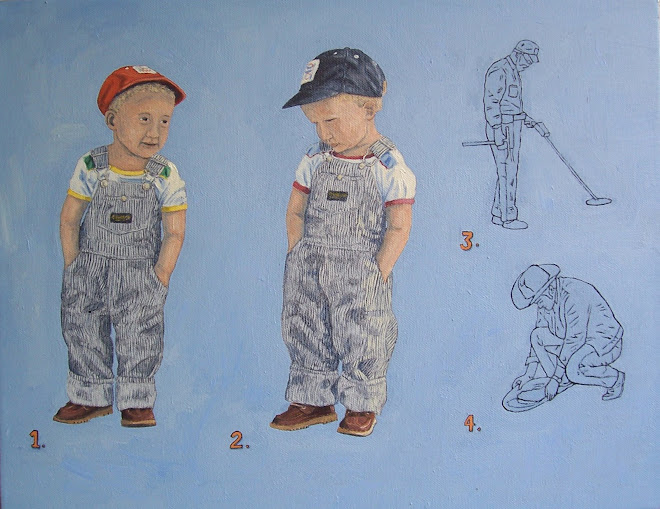 "Little Farmers (1,2,3,4)"  2007 oil on canvas, 14" x 18"