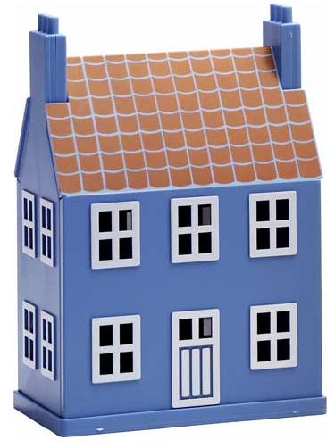 blue house-shaped bank