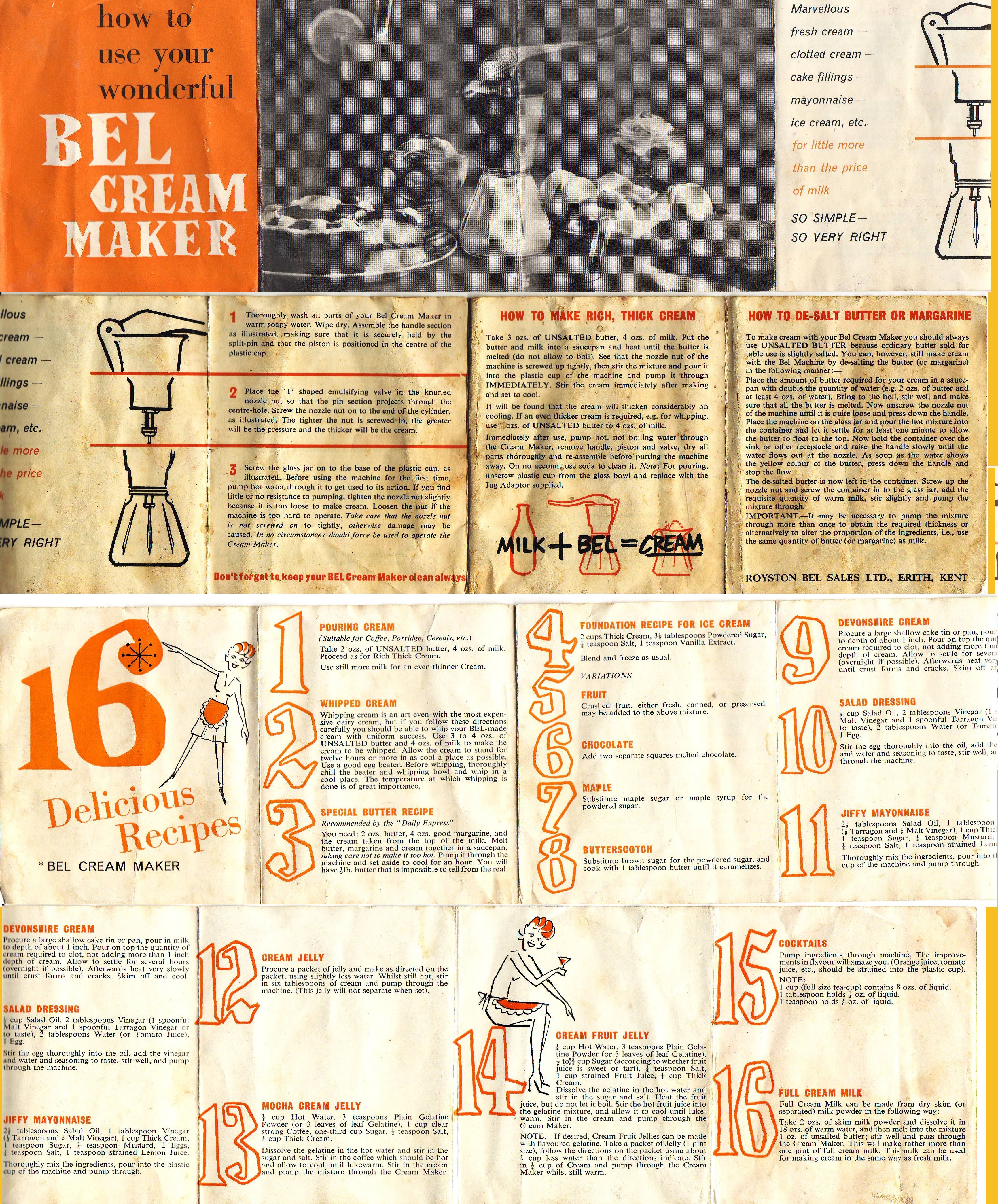 Instructions for Bel Cream Maker