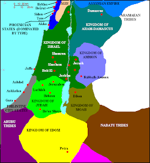 Map of Divided Kingdom of Israel and Judah and surrounds