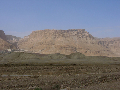 A view from afar of the masada fortress