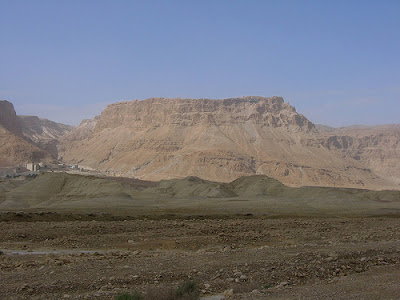A view from afar of the masada fortress
