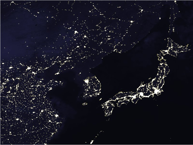 Satellite Photo of Korean Peninsula at Night--Symbol of the Digital Divide