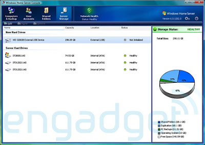 Screenshot Windows Home Server