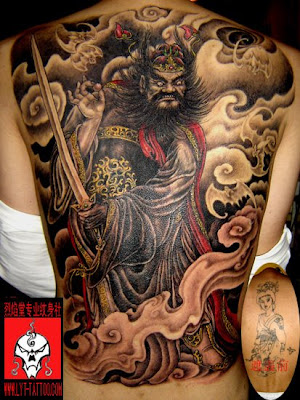 A Chinese style tattoo. This is a figure of Chinese mythology,