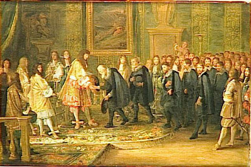[Adam+Frans+van+der+Meulen,+d'après+Charles+Le+Brun,+Louis+XIV+reçoit+au+Louvre+les+ambassadeurs+des+treize+cantons+suisses.+11+novembre+1663.jpg]