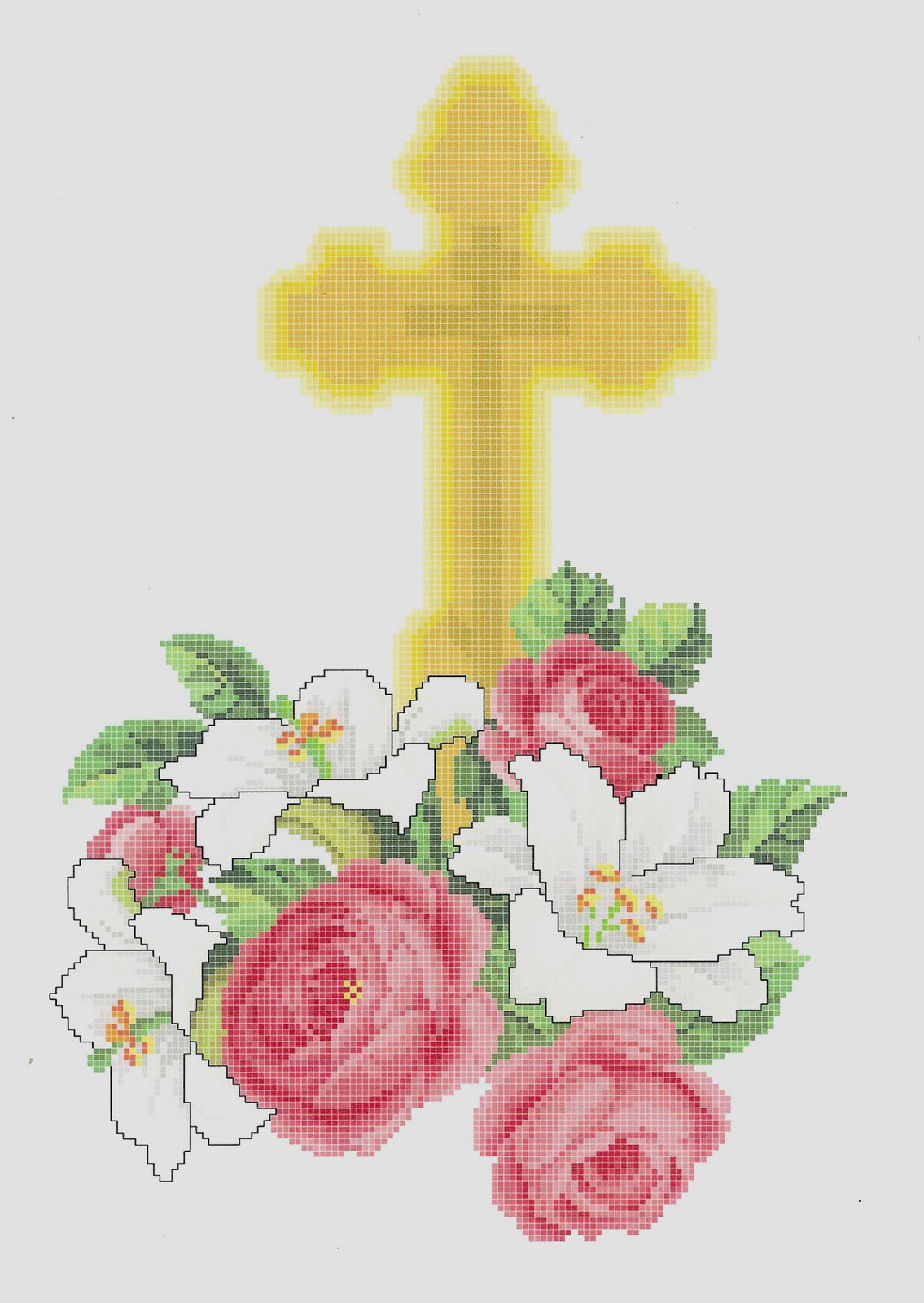[St.+Olga+Cross+with+Flowers]