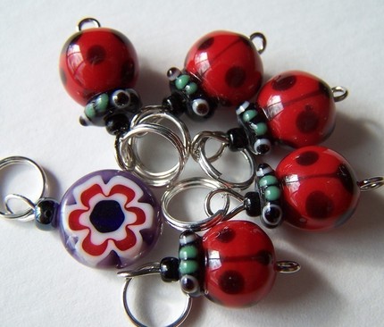 [Hand+Made+Stitch+Markers+--+Five+Ladybugs+and+a+Flower.jpg]