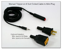 Manual Tripper on 6 Foot Coiled Cable to Mini Plug (3.5mm) with HH (Male and Female Adapters)