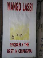 Sign for Mango Lassi "probably the best in Chiang Mai"