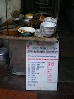 menu at a street food stand in Thailand