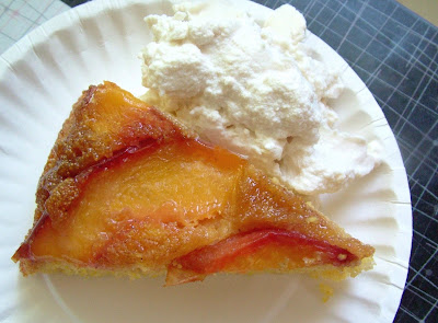 Peach And Cornmeal Upside-Down Cake Slice of peach cake  26 ice cream