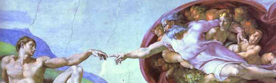 The creation of Adam (detail) by Michelangelo