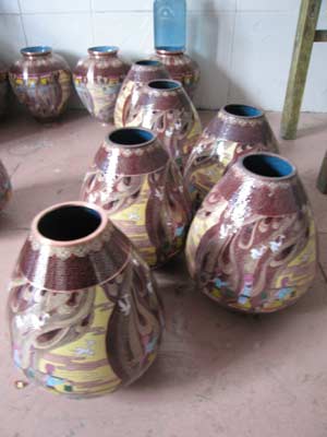 Cloisonne pots in Beijing.