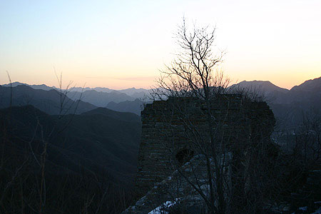 Sunrise at the Great Wall of China.