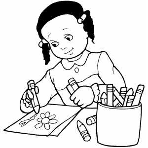 Dibujos para pintar: Alumna dibujando una flor.