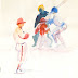 Baseball game watercolor paintings